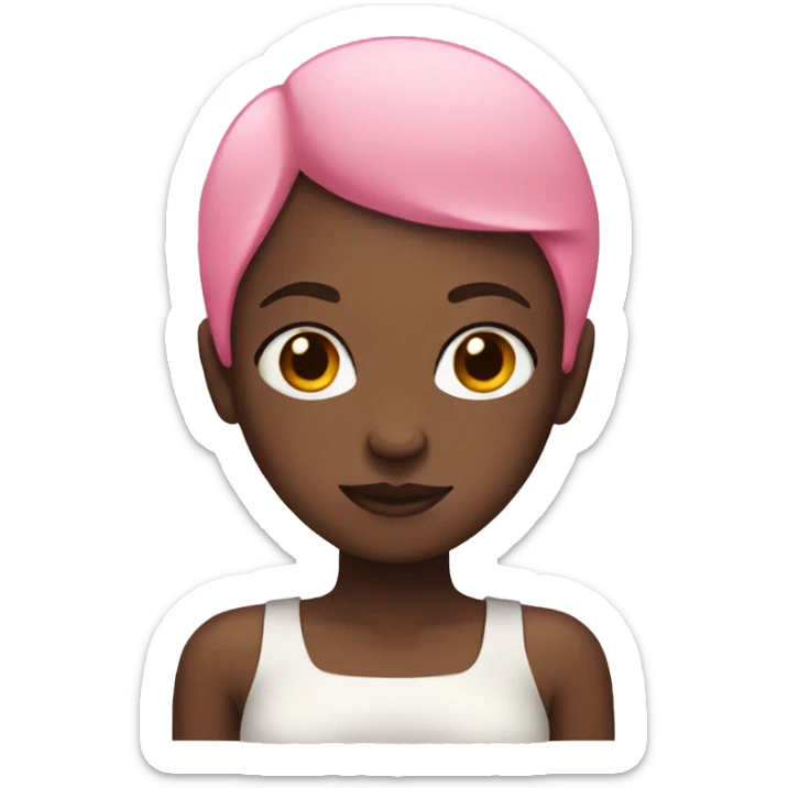 black girl with bald and pink hair shrug sticker
