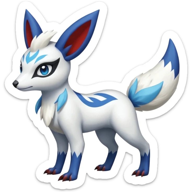 Tribal marked Zangoose-Fionbri-Falvie-Vernid-Meloetta-Minccino-Absol-fusion, full body sticker