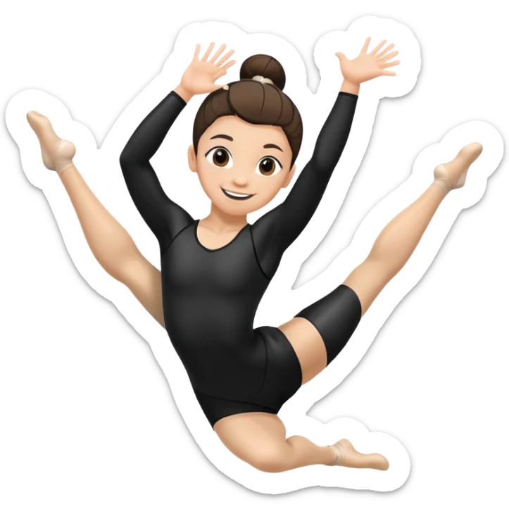 "A gymnast in black outfit with a smile and a look of surprise (normal skin) sticker