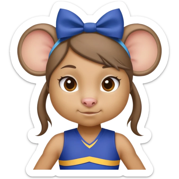 girl rat with a blue bow, wearing a blue and gold cheerleader outfit, Vikings team colors sticker