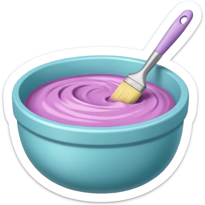 bowl of pastel hair dye with a brush nearby sticker