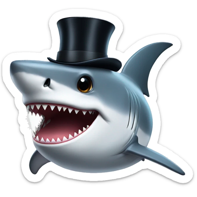 Shark with a top hat sticker