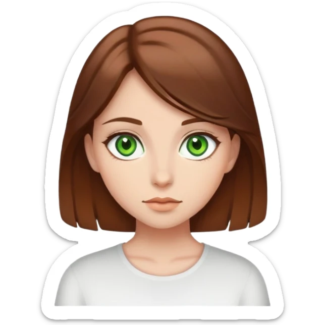 A girl with green eyes and brown hair sticker
