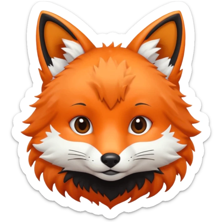 une tête de renard trop kawaii avec des poils noirs à la place des poils blancs sticker