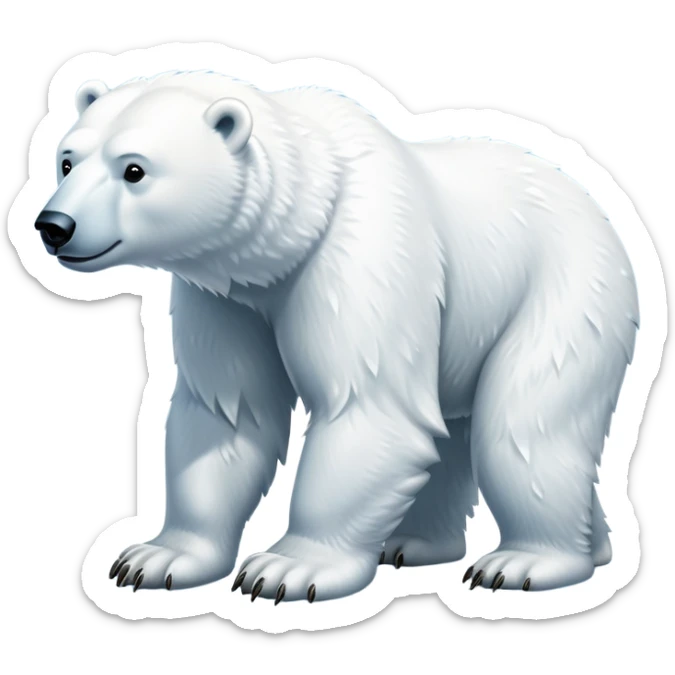 cinematic-polar-bear-realistic-full-body-standing-emoji,-massive-snowy-white-frame-lumbering-across-the-icy-tundra,-powerful-paws-pressing-into-the-frozen-ground,-head-tilted-dramatically,-thick-fur-dusted-with-ice-crystals,-simplified-yet-realistic-focused-features,-highly-detailed,-glowing-with-an-almost-sarcastic-glow

 sticker