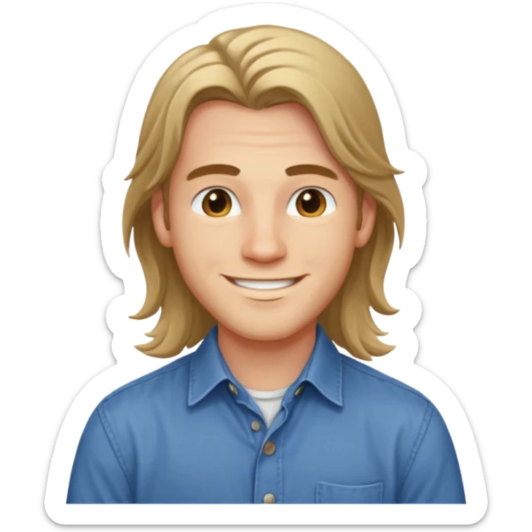 homme jeune cheveux long avec le sourire style européen sticker