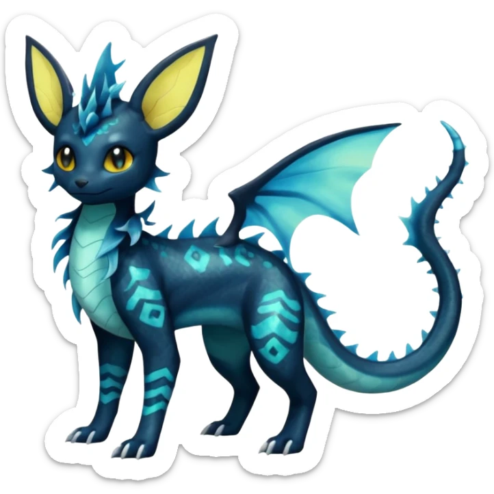 Scaley Scary Opalescent Luminescent Umbreon-Amaura-Vaporeon-Salandit-Fakémon-fusion (full body) sticker