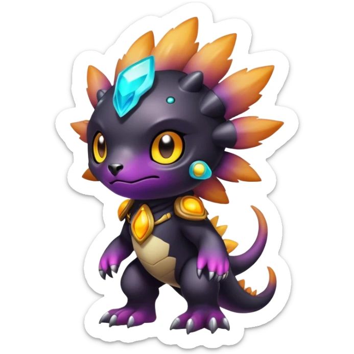 Cute cool colorful dark nebula fantasy-Digimon-animal-hybrid full body sticker