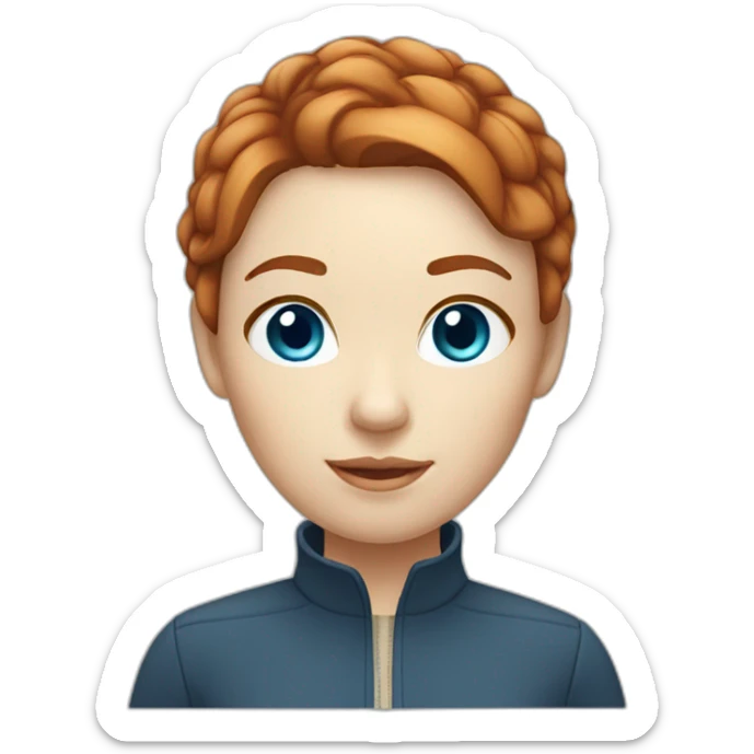 Dark gingerhair woman with short hair, blue eyes and light beige skin  sticker