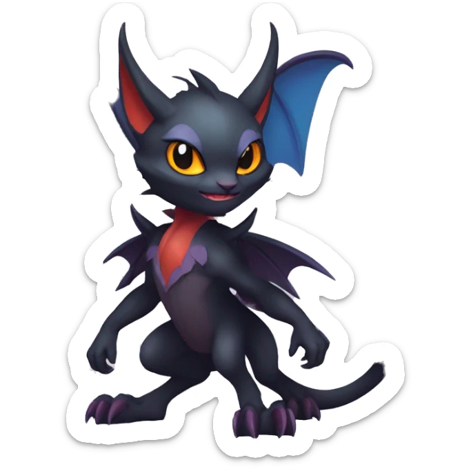  Kawaii Edgy Cool Vampiric Beautiful Noivern-Nargacuga-Litten with big Bat Ears full body sticker