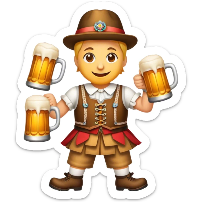 Cinematic Realistic Oktoberfest Pop Culture Emoji, depicting a vibrant celebration with beer, music, and traditional costumes rendered with dynamic textures and festive lighting. sticker
