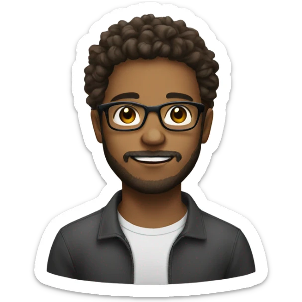 young man with a beard with glasses, brown eyes and messy hair sticker