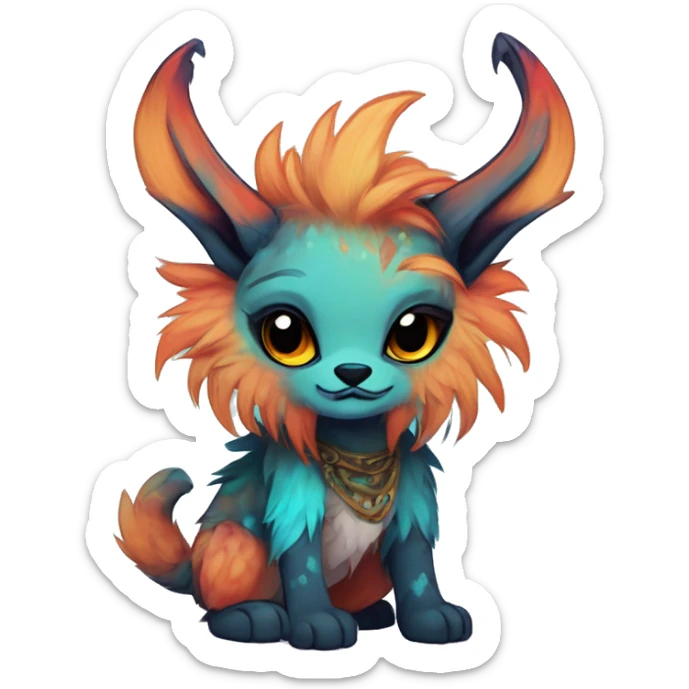 cute Kawaii edgy fantasy animal fursona Fionbri creature by griffsnuff & LiLaiRa & Falvie with exotic colors full body sticker