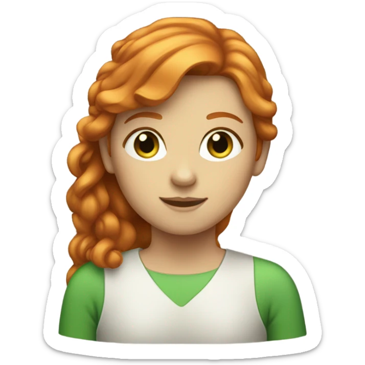 A girl with a ginger hair, white skin and green eyes sticker