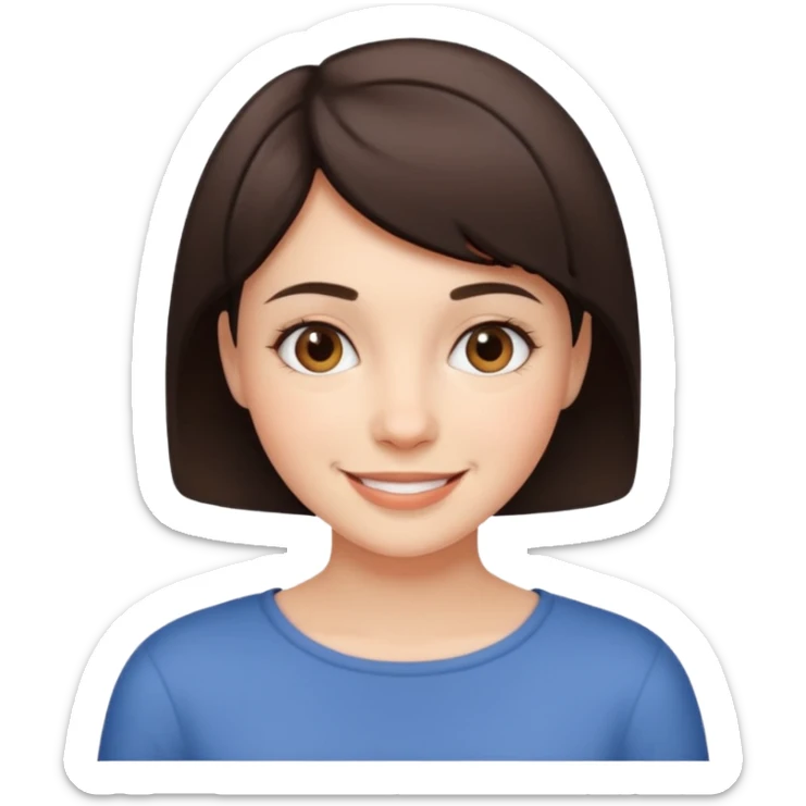 classic emoji of a short-haired brunette girl smiling sticker