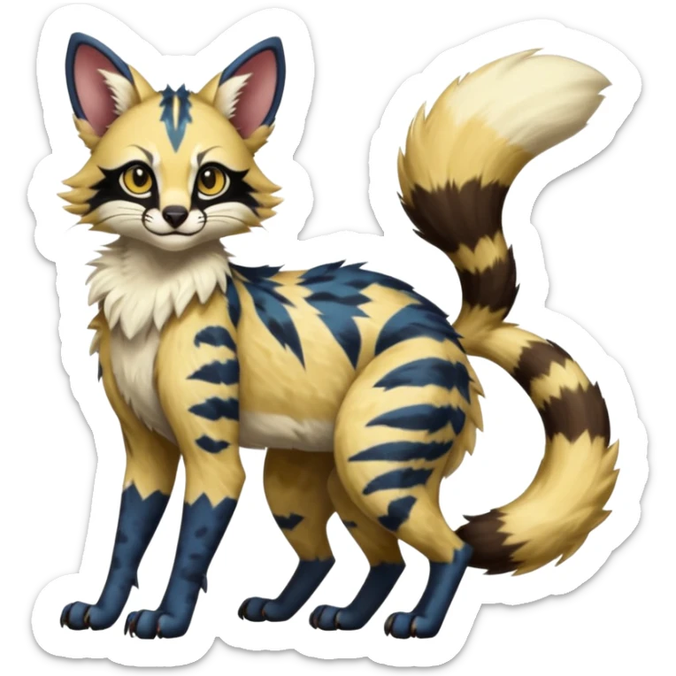 Genet-Wolverine-Marsupial-Serval-Possum-Vernid-Sergal-Fakémon-hybrid, by LiLaiRa-griffsnuff, full body sticker