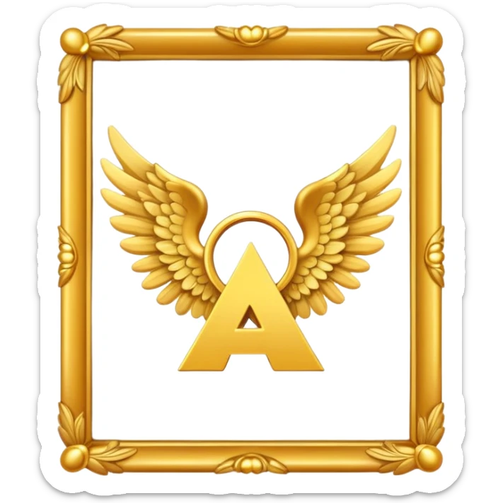 newbie-place-award-number-in-frame-decorated-with-golden-angel--wings sticker