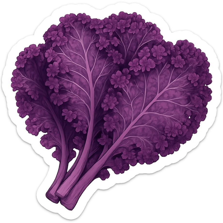 purple kale, realistic, purple hues, detailed icon, no background sticker