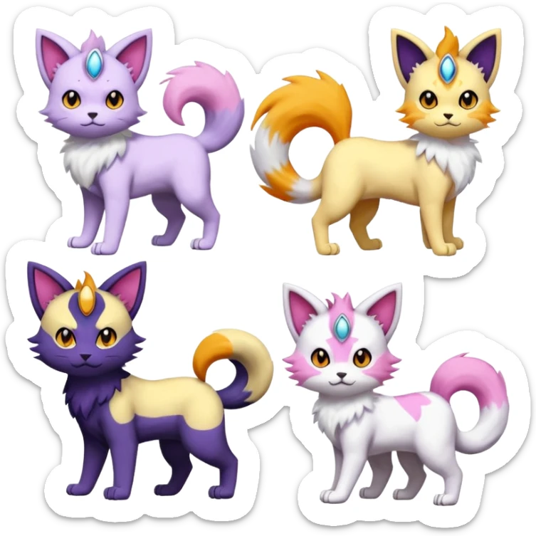 Absol-Delcatty-Purrloin-Meowth-Gatomon-fusion, full body sticker