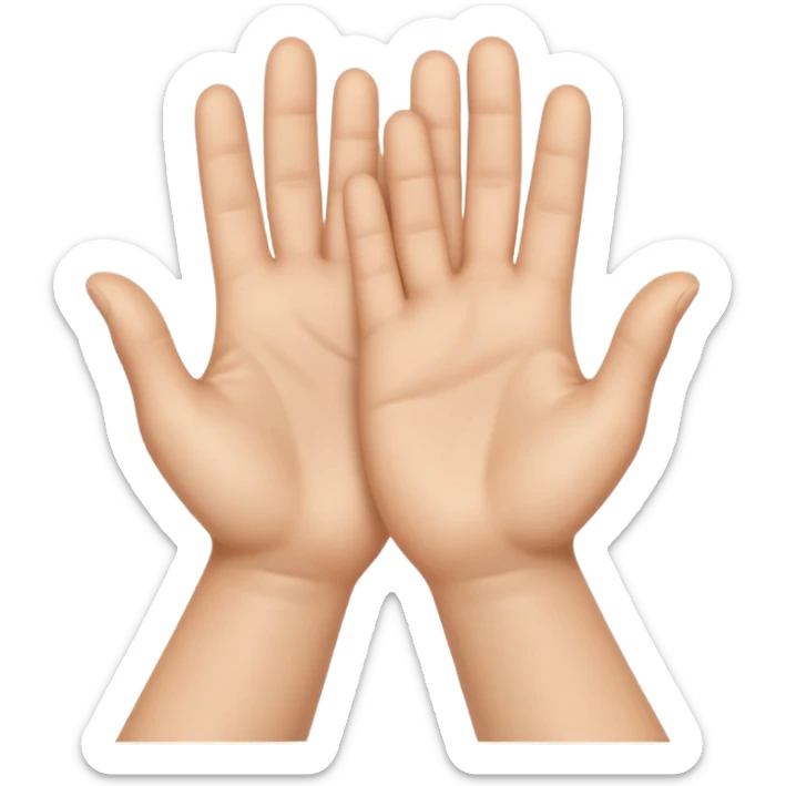 Emoji icon of open hands facing up, soft realistic skin texture, smooth shading, minimal details, centered composition sticker
