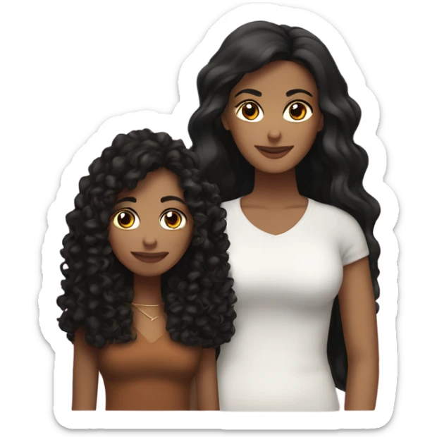 Latina women with black curly hair and black woman with long straight brown hair lesbian couple  sticker