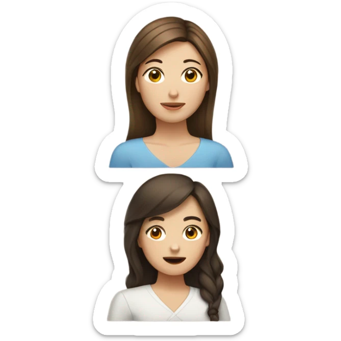 1 brunette Chinese woman with long hair, 1 Armenian woman with brown hair, 1 white woman with brown hair  sticker