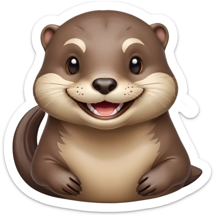 Freudig / Glücklich 😊 – Der Otter lacht fröhlich mit einem breiten Grinsen. sticker