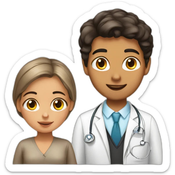 Jewish girl with ophthalmologist tanned skin Arabic boy sticker