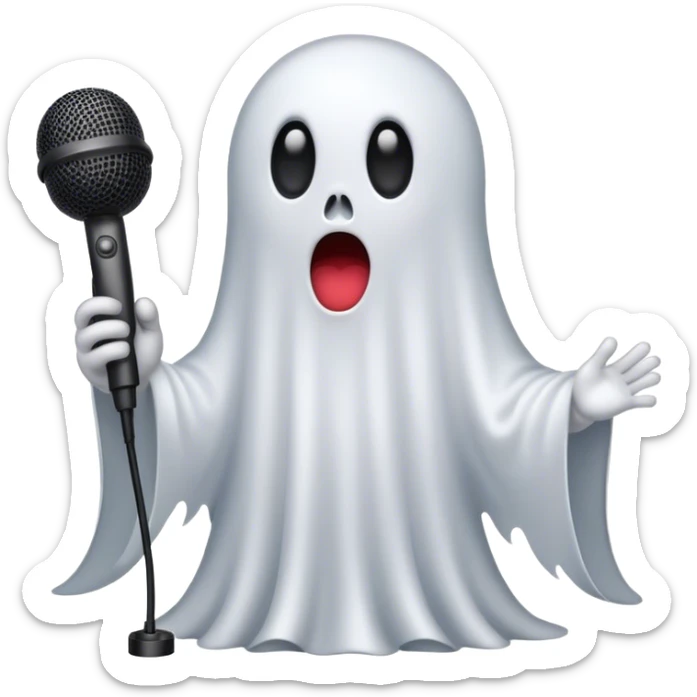 ghost with microphone sticker