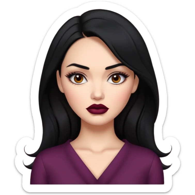 “Emoji girl, femme fatale, black hair. megan fox vibes sticker