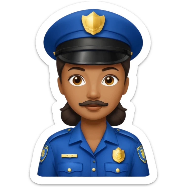 black woman with mustache wear police's uniform sticker