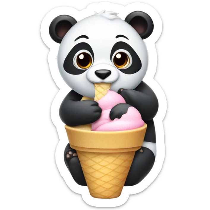 Panda eating ice cream sticker
