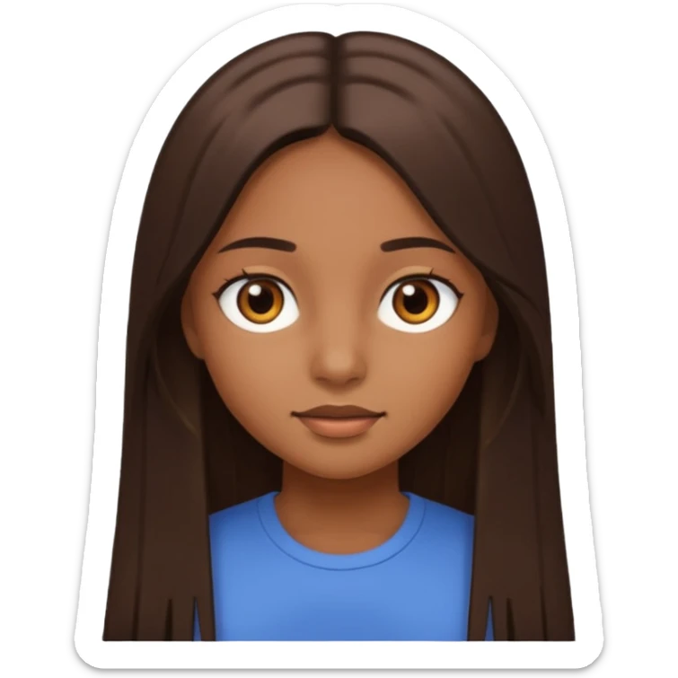 girl with straight long hair and brown eyes, brown skin sticker
