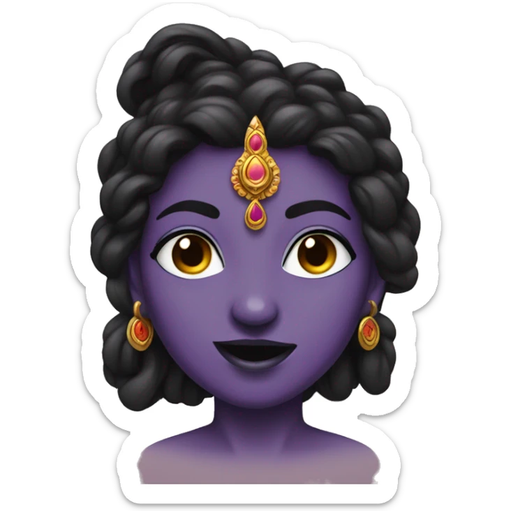 kali, Indian goddess, tongue out, black skin hair Purple  sticker