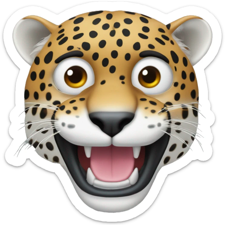 Un jaguar con ojos muy abiertos y una expresión de asombro en su rostro.
El jaguar podría tener su boca ligeramente abierta en señal de sorpresa, y que sea mexicano sticker