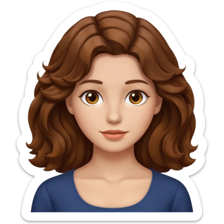 brown wavy hair woman, only face, no neck or torso showing sticker