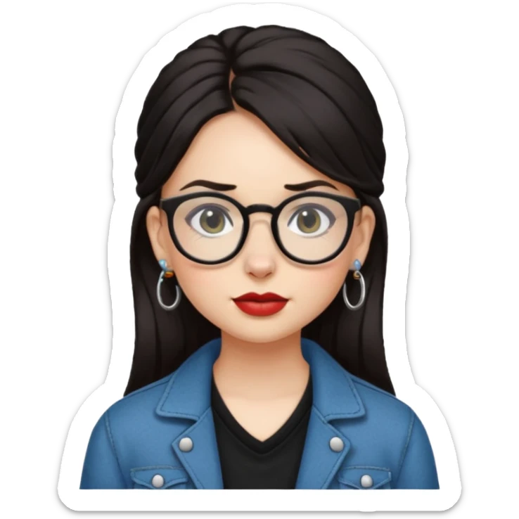 sarah babygirl dark hair and glasses with nose piercing and earrings and cool clothes sticker