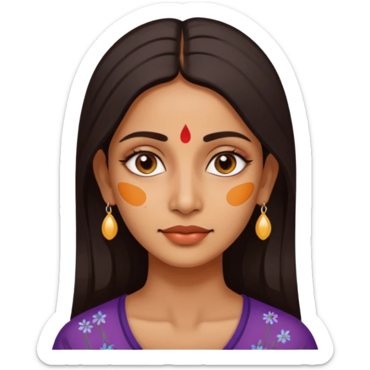 make an emoticon of a woman that has gel-like under eye patches of skincare of transparent color and make the woman slighlty indian, please remove the earrings anf the bindi  sticker