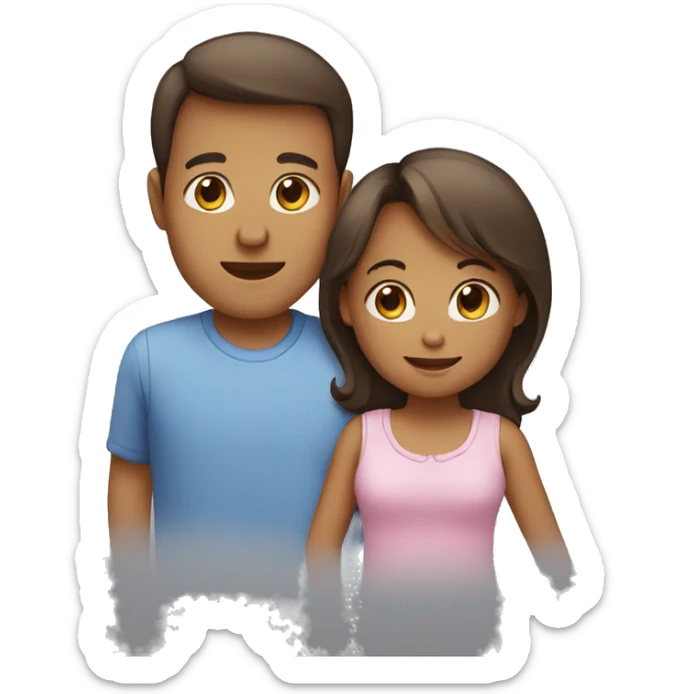 family with one little boy, one little girl and a baby sticker