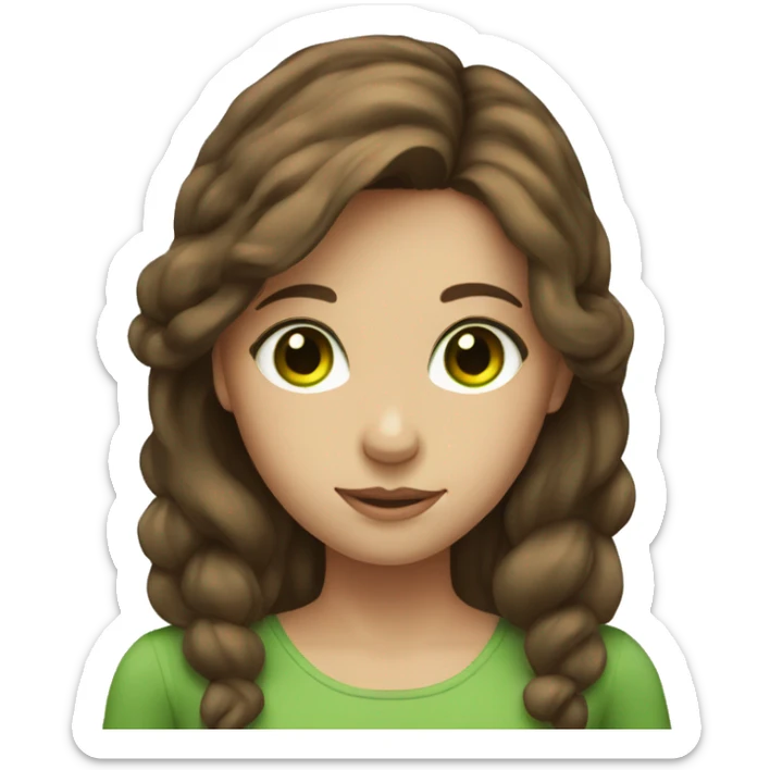 A girl with brown hair and green eyes sticker
