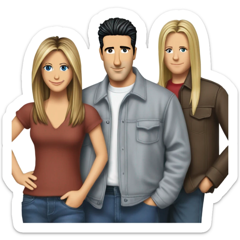 The cast of friends Jennifer Aniston Courtney cox David schwimmer phoebe joey chandler sticker