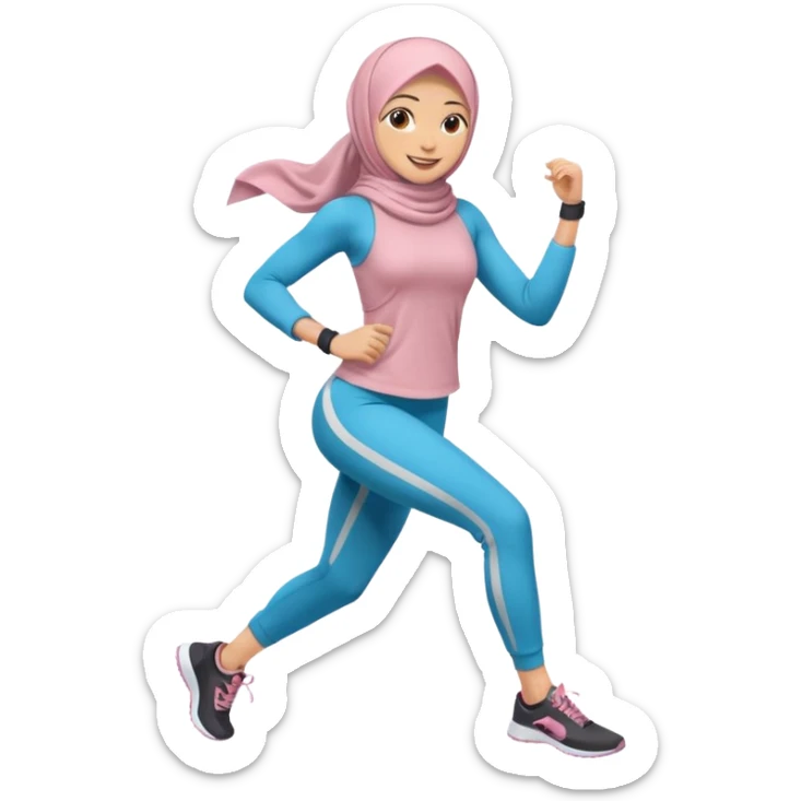 High resolution full body of a girl wearing a hijab and is a fitness trainer sticker