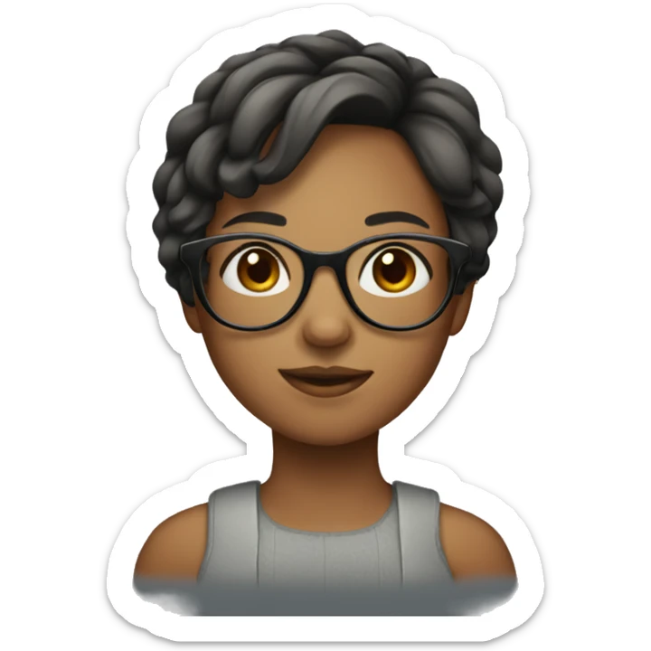 girl with glassess, short hair sticker
