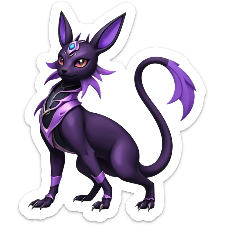 Shiny Dark Edgy Gothic Gloomy Futuristic Salandit-Umbreon-Espeon-Anubis-Hybrid (Full body) sticker