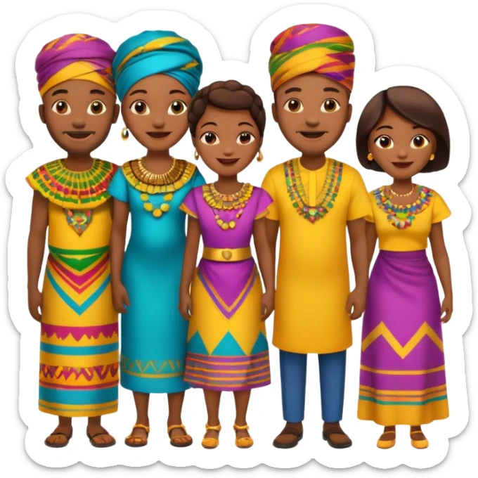 African parents in African attires, family group, emoji style sticker