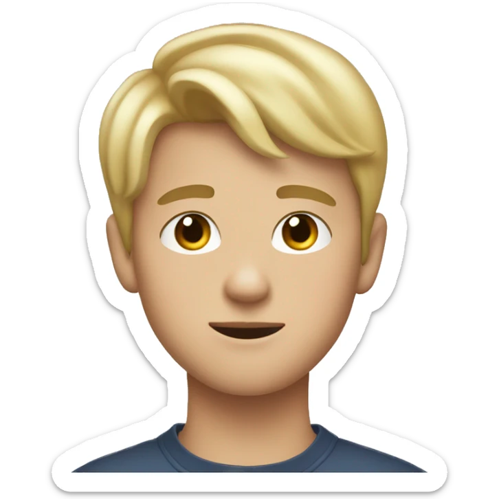 Blonde teen boy with medium short hair,having heart eyes looking to the camera sticker