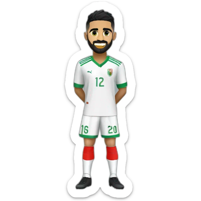 I want an emoji of the player Riyad Mahrez holding the African Cup2024 He wears the Algerian national team uniform sticker