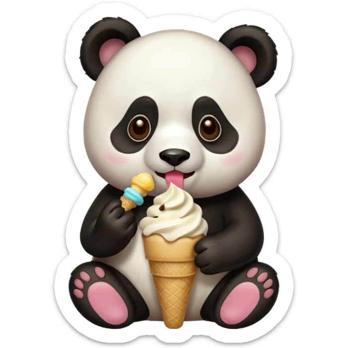 Panda eating ice cream sticker