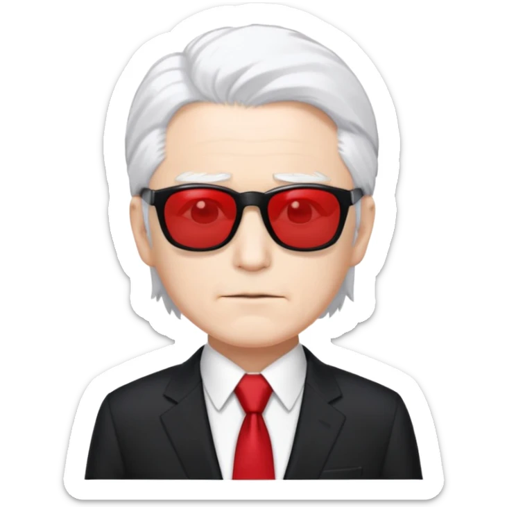 Satoru Gojo from Jujutsu Kaisen with white hair, black suit, red tie, and sunglasses sticker