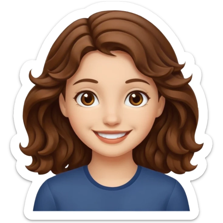 A girl with fair skin and wavy brown hair. sticker